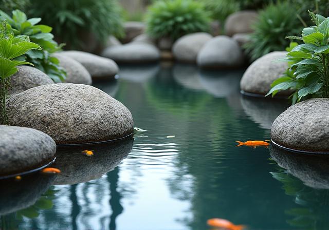 Beautiful garden pond water feature