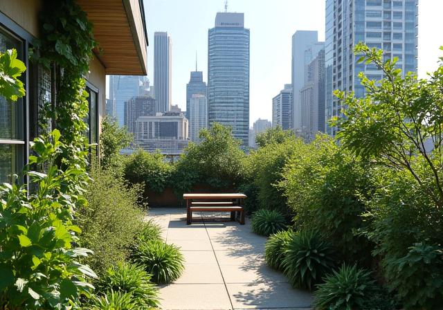 Beautiful rooftop garden urban greening project